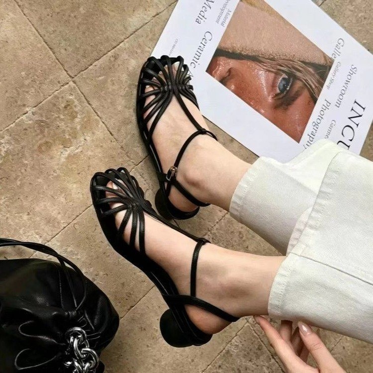 Women Shoes Model - French-style Vintage Woven Toe Sandals 2026