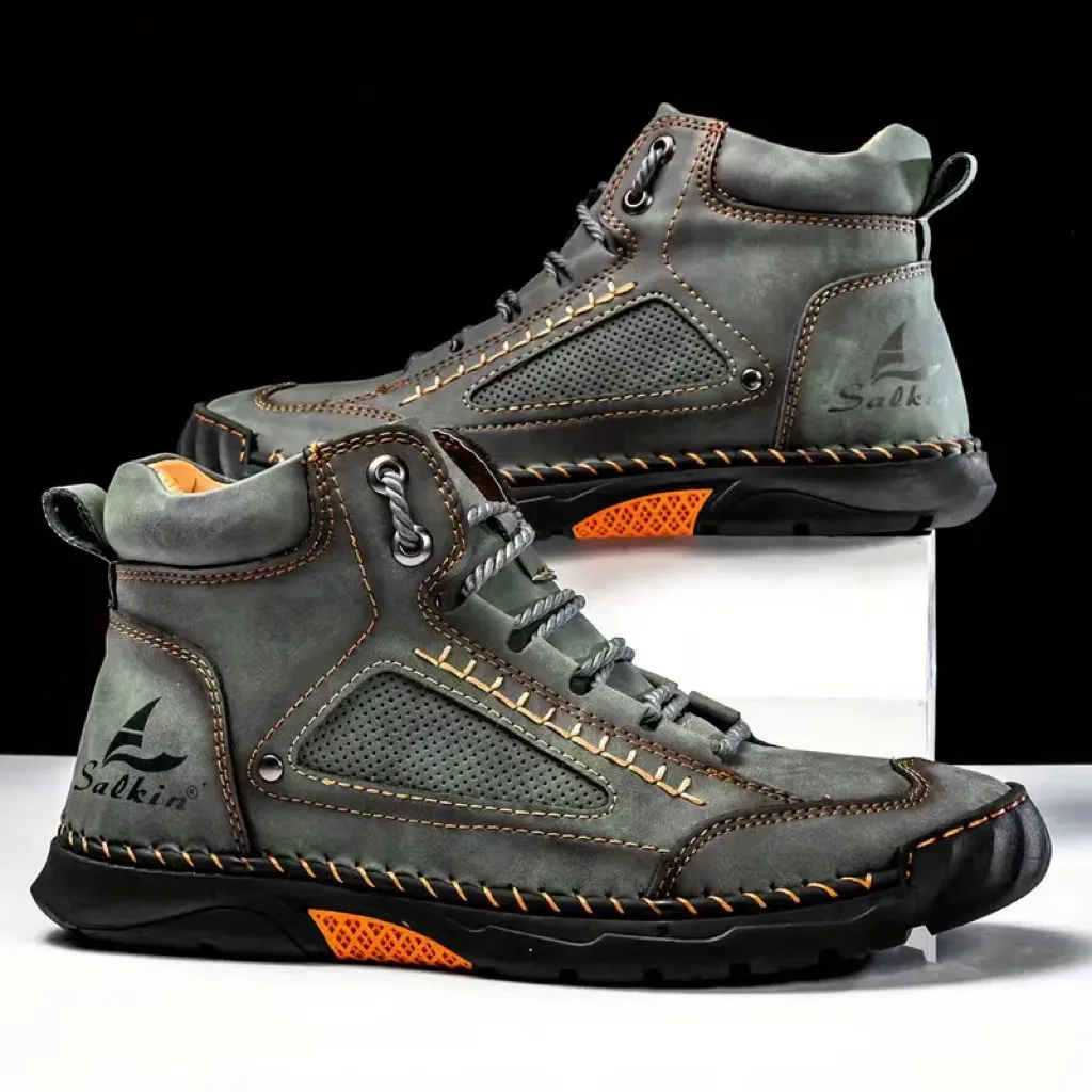 Suede Ankle Boot - Men's Hand-stitched Boots Plus-size Casual Shoes