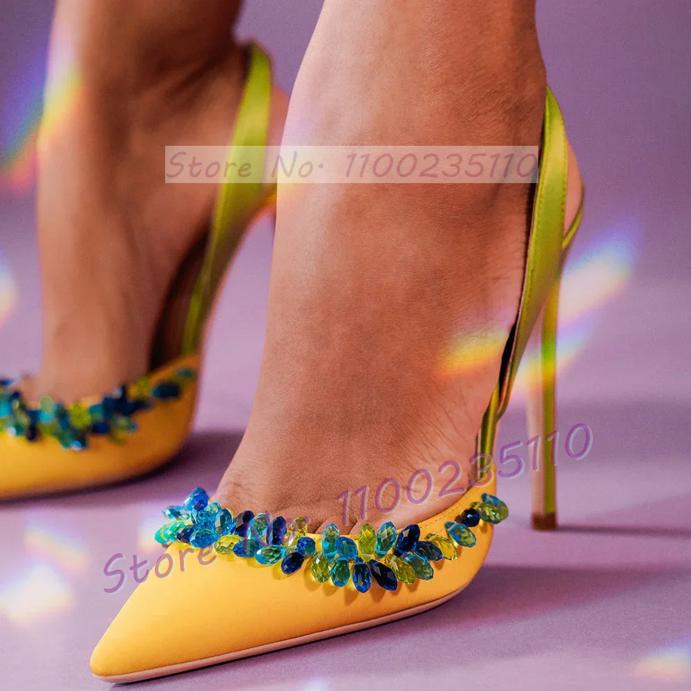 Blue Crystal Trim Elegant Sati - Metallic Heel Sandal ulasan dan harga