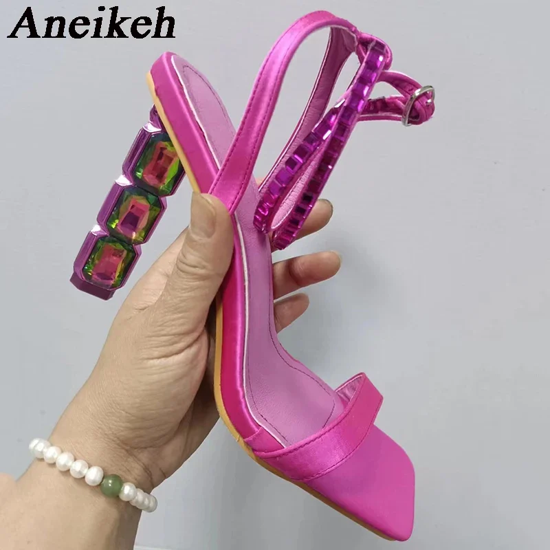Aneikeh Square Head Crystal Di - Metallic Heel Sandal ulasan dan harga