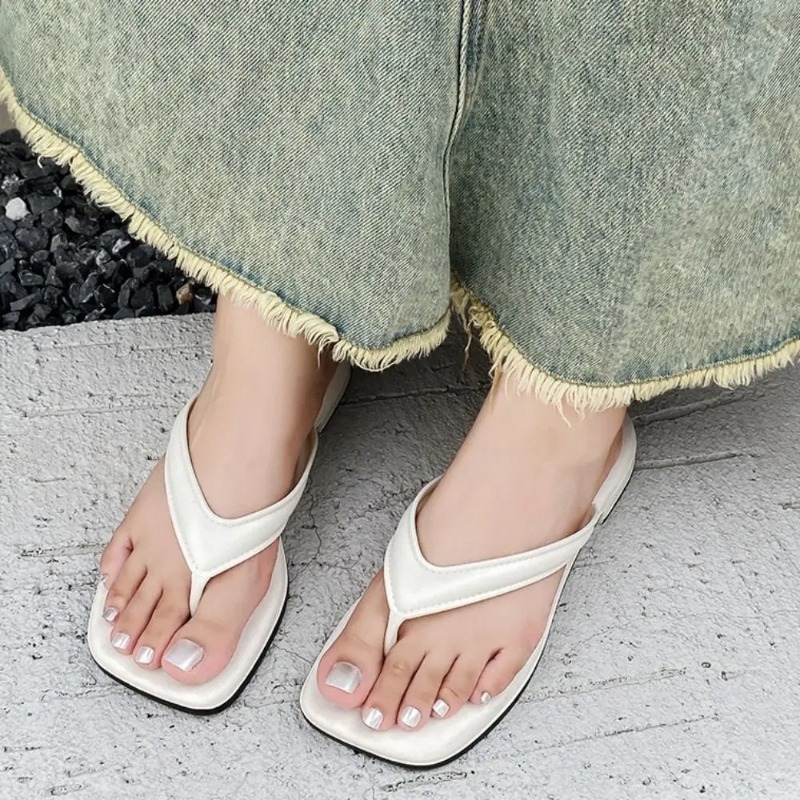 Women Solid Square Toe Flip Fl - Square Toe Mule ulasan dan harga