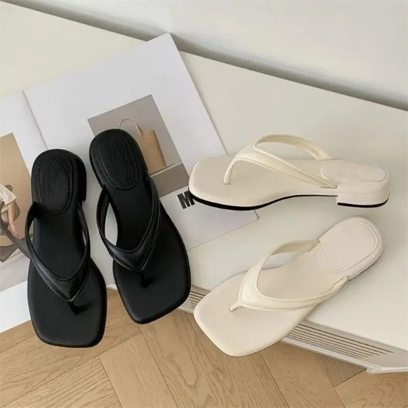 Women Solid Square Toe Flip Fl - Square Toe Mule ulasan dan harga