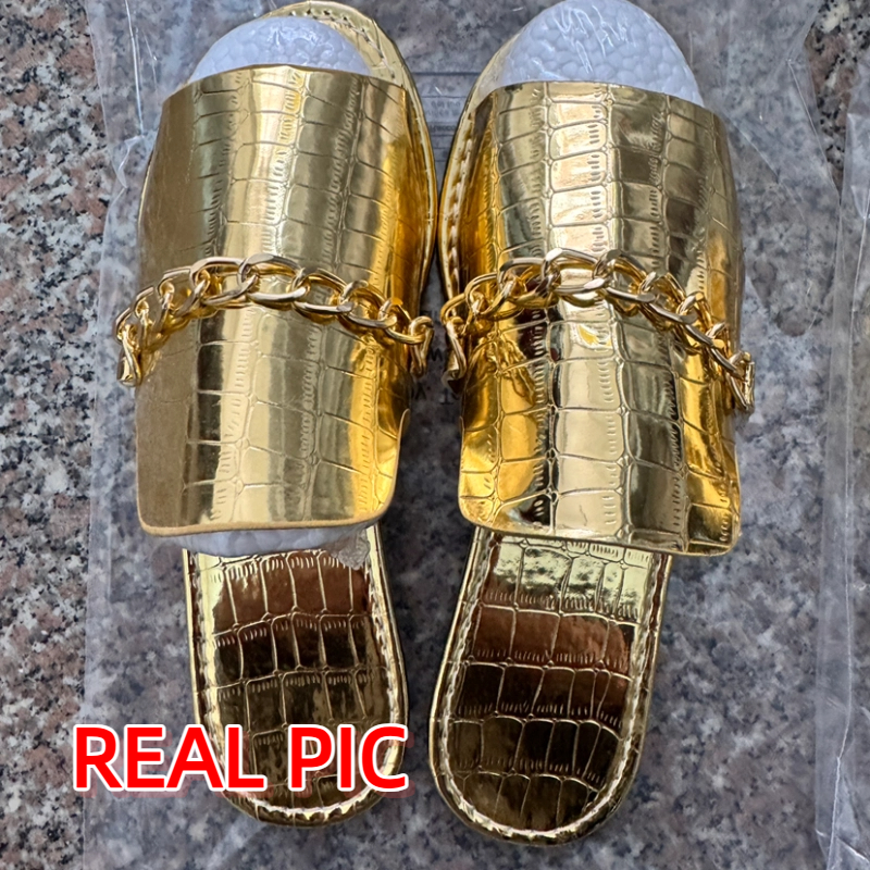 Women's Glitter Gold Slippers  - Gold Chain Sandal ulasan dan harga