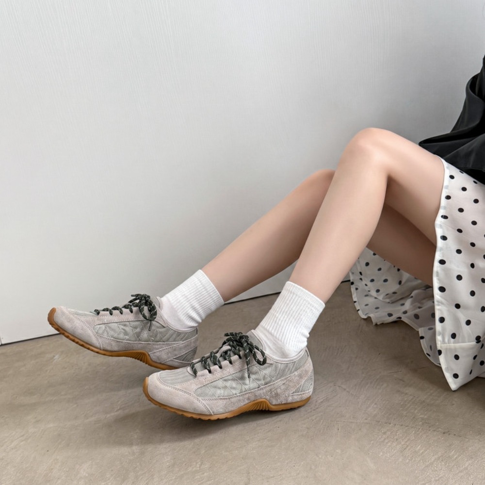 Vintage Stitching Panel Suede  - Women'S Shoes Casual Sneakers ulasan dan harga