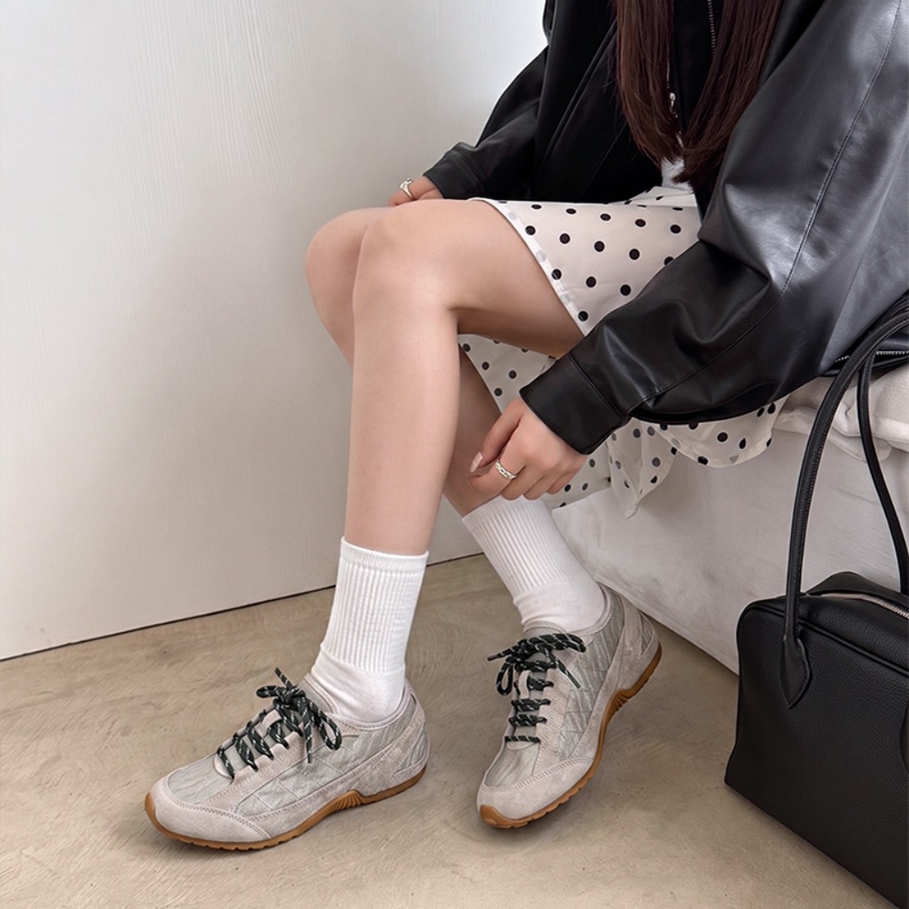 Vintage Stitching Panel Suede  - Women'S Shoes Casual Sneakers ulasan dan harga