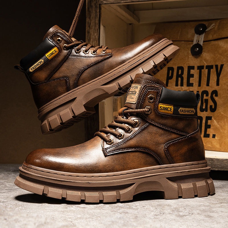 Vintage Men Platform Ankle Boo - Suede Ankle Boot ulasan dan harga