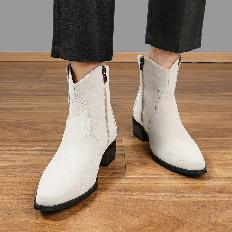 Men High Top Boots Solid Color - Suede Ankle Boot ulasan dan harga