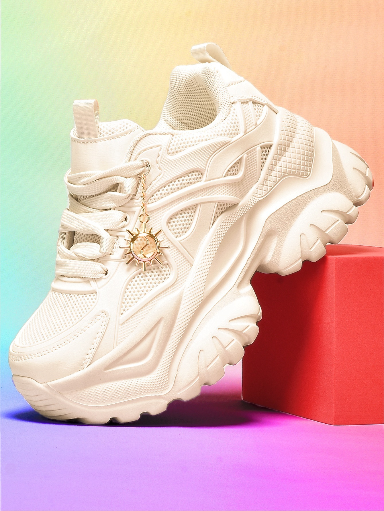 Women's Lightweight 7cm Beige  - Gold Chain Sandal ulasan dan harga