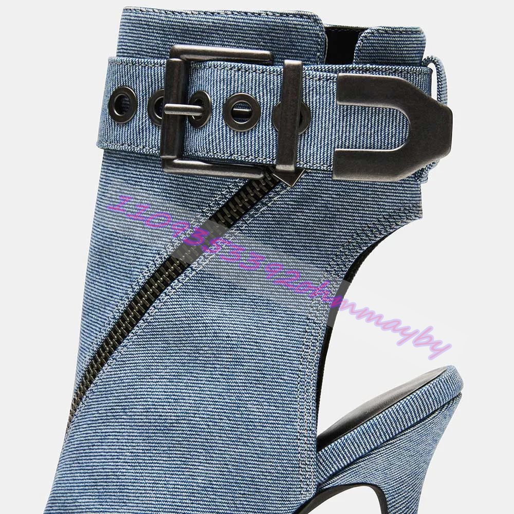 Summer Blue Denim Pointed-Toe  - Suede Ankle Boot ulasan dan harga