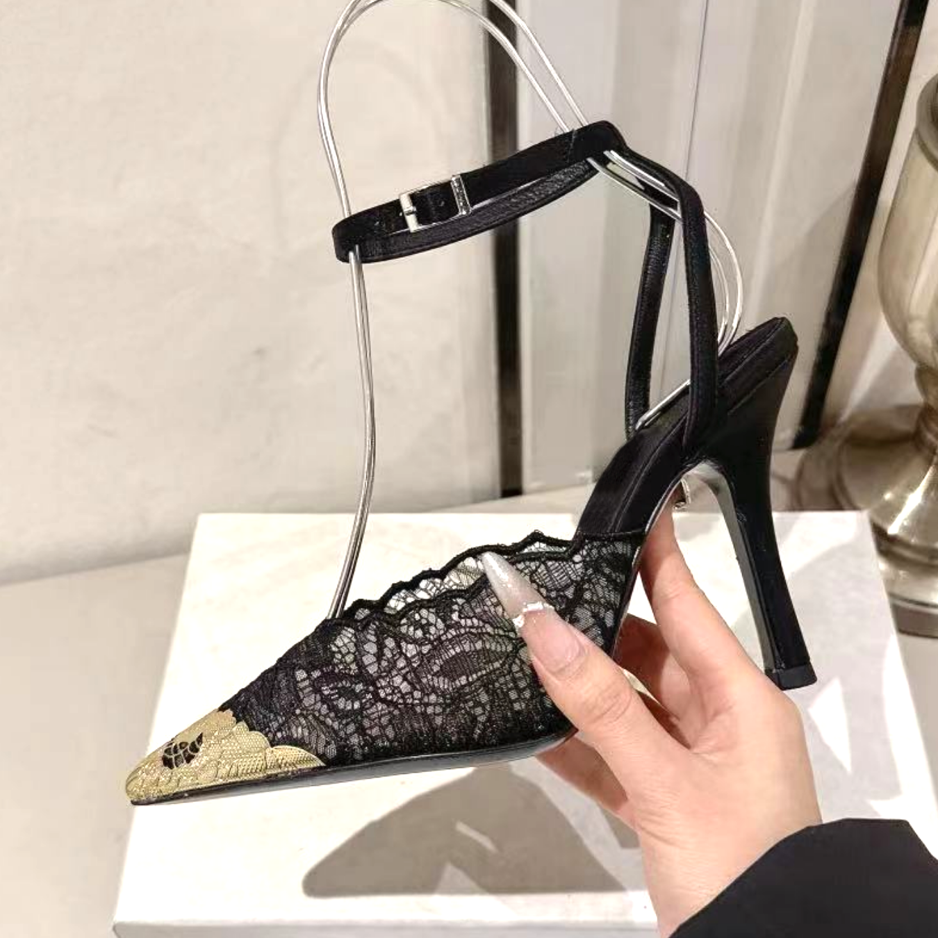 2026 Summer Trendy New Shiny F - Metallic Heel Sandal ulasan dan harga
