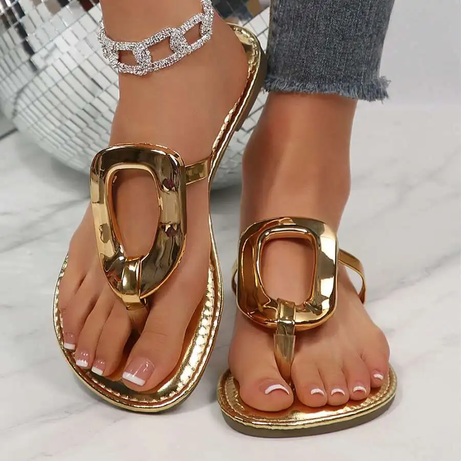 Womens Gold Tone Thong Sandals - Gold Chain Sandal ulasan dan harga