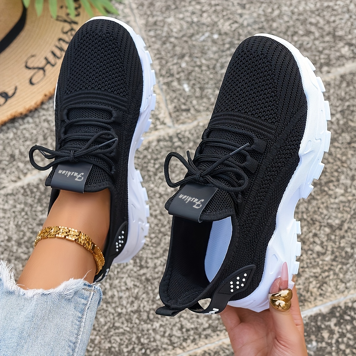 Breathable Knit Sneakers Fashi - Women'S Shoes Com ulasan dan harga