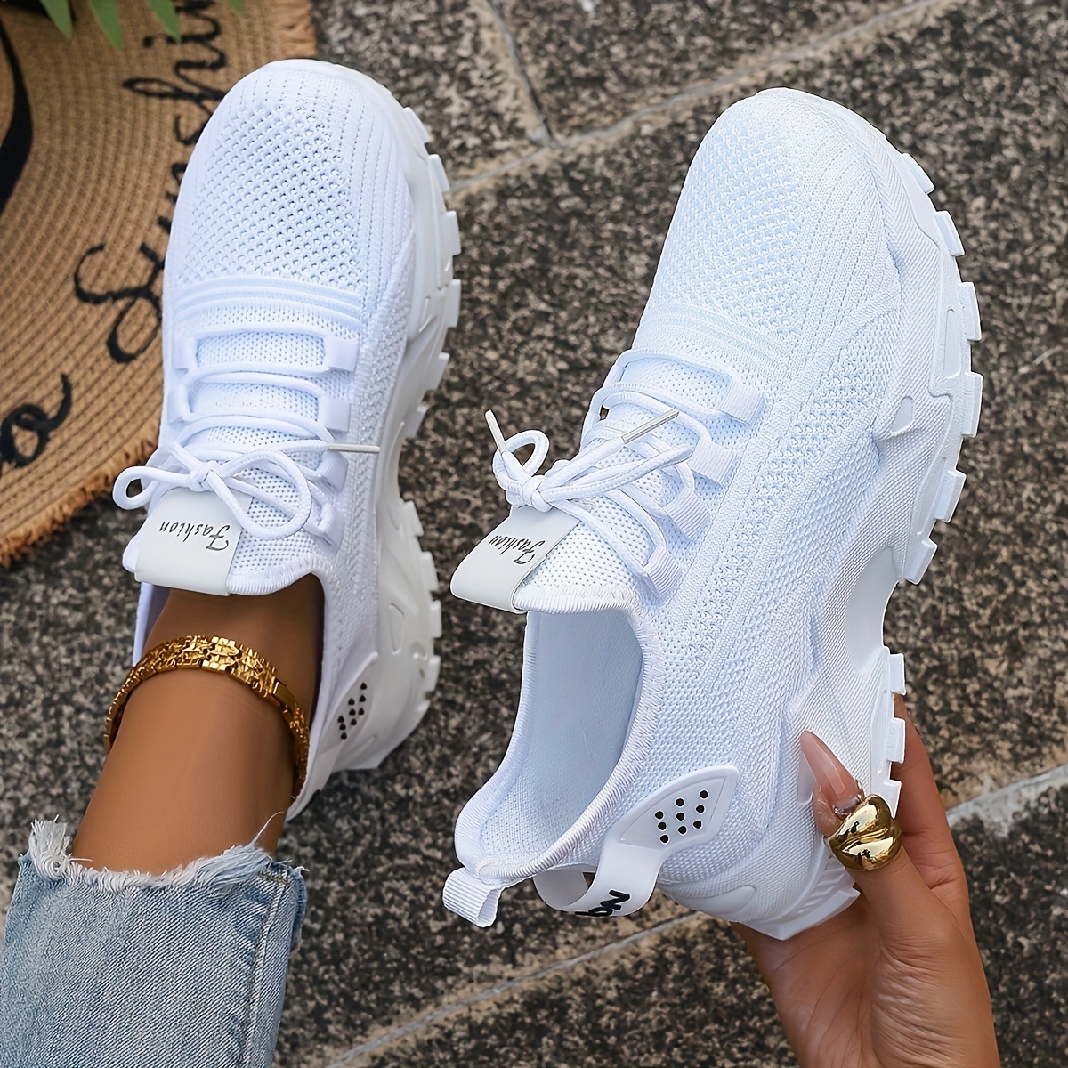 Breathable Knit Sneakers Fashi - Women'S Shoes Com ulasan dan harga