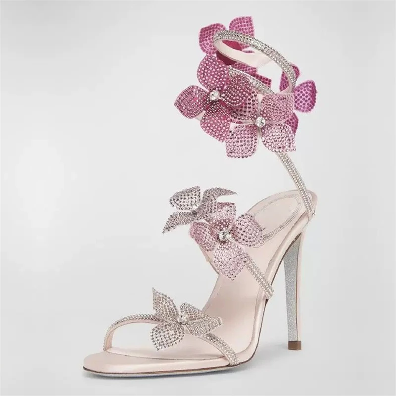 Eilyken Sexy CRYSTAL Flower Th - Metallic Heel Sandal ulasan dan harga