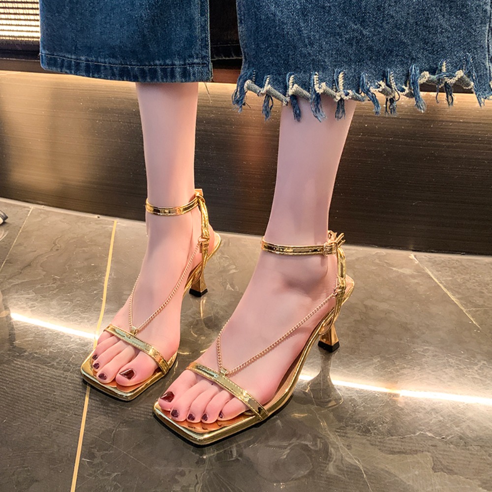 Gold Chain Sexy High-heeled Sa - Gold Chain Sandal ulasan dan harga