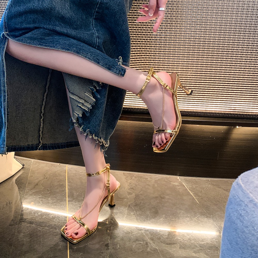 Gold Chain Sexy High-heeled Sa - Gold Chain Sandal ulasan dan harga