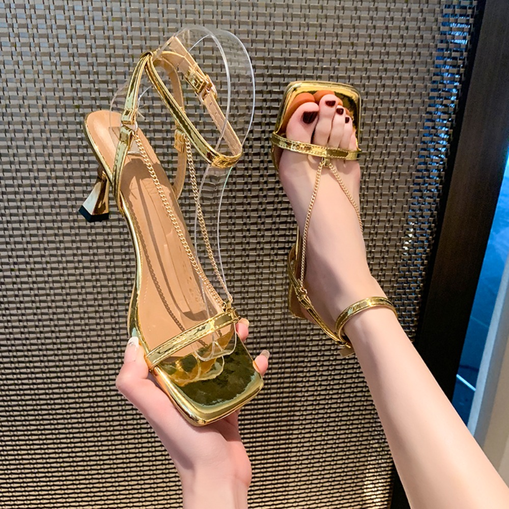 Gold Chain Sexy High-heeled Sa - Gold Chain Sandal ulasan dan harga