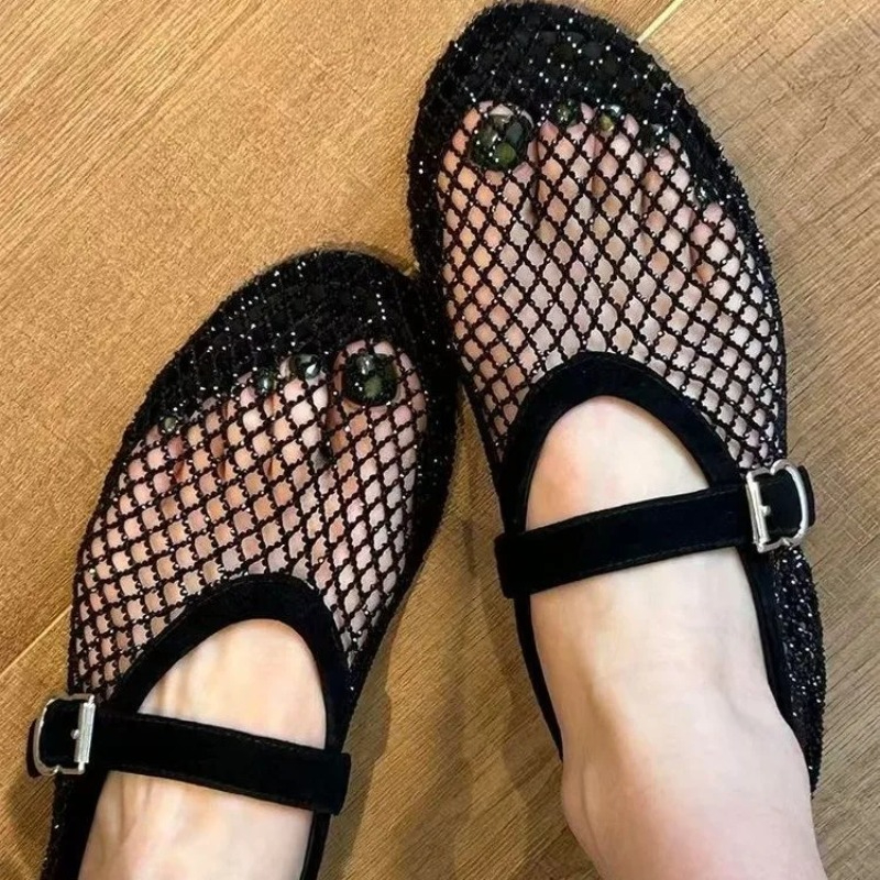 Hollow Rhinestone Baotou Sanda - Square Toe Mule ulasan dan harga