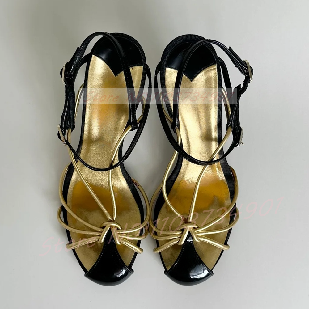 Gold Caged Strappy Knot Sandal - Strappy Heeled Sandals ulasan dan harga