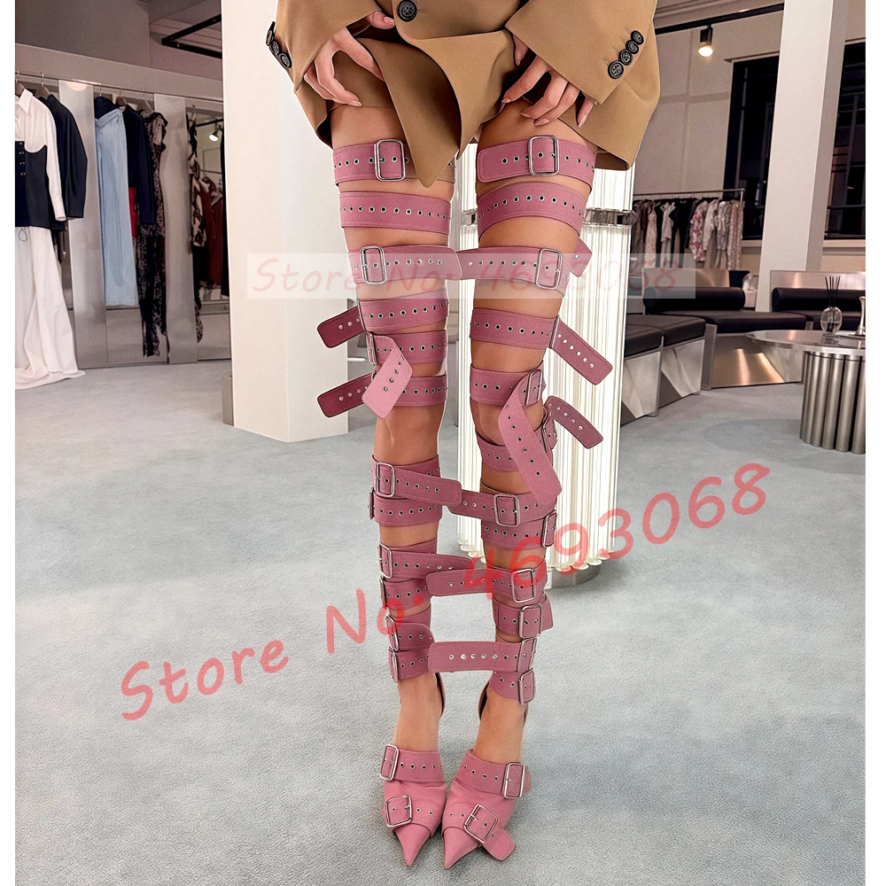 Nude Buckle Strap Thigh High S - Metallic Heel Sandal ulasan dan harga
