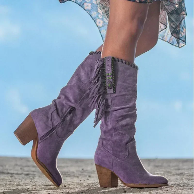 Women  High Boots Trend Retro  - Court Heel Pointed ulasan dan harga