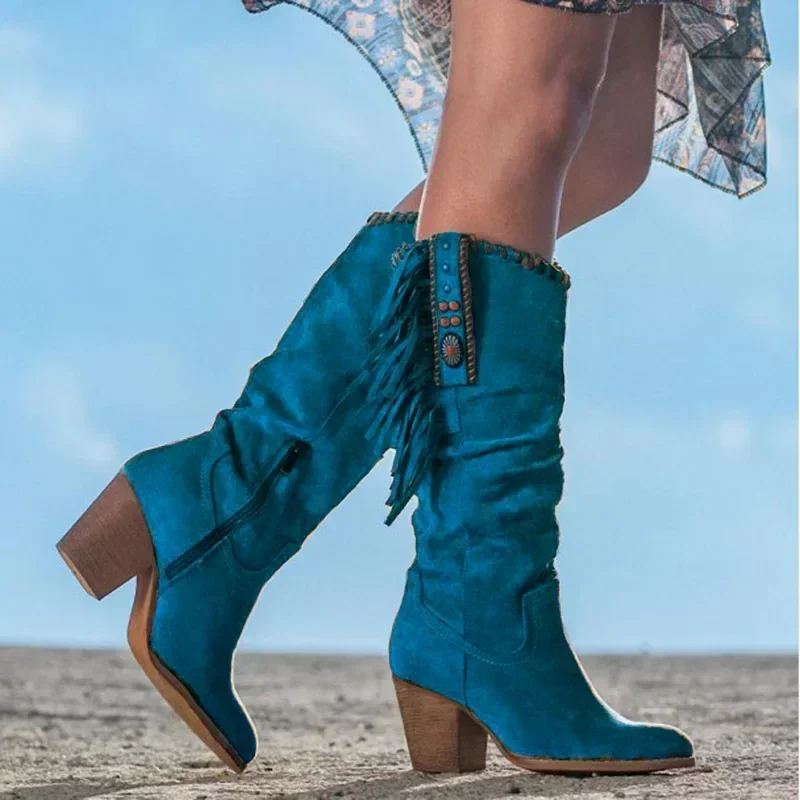 Women  High Boots Trend Retro  - Court Heel Pointed ulasan dan harga