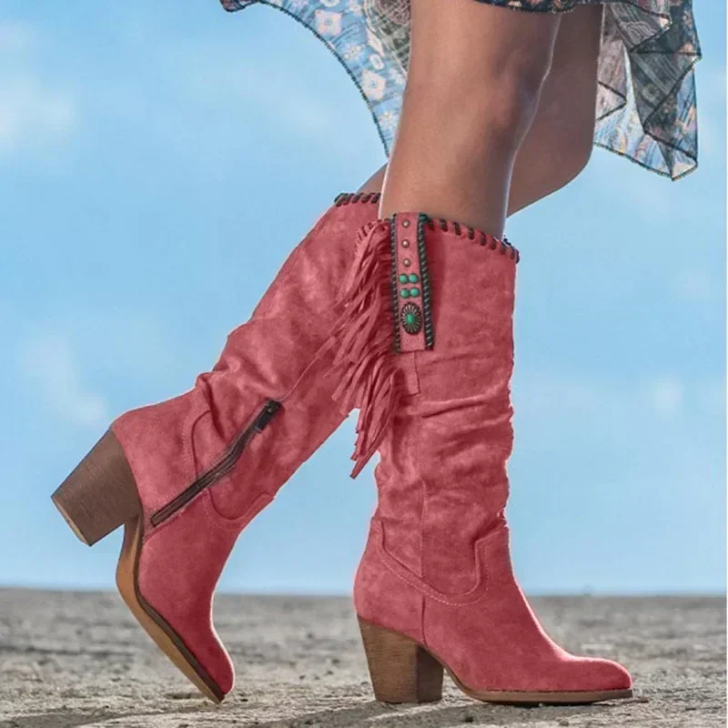 Women  High Boots Trend Retro  - Court Heel Pointed ulasan dan harga