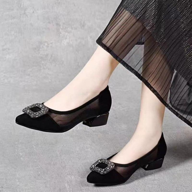Elegant Pointed Toe Mesh Block - Women Shoes Model ulasan dan harga