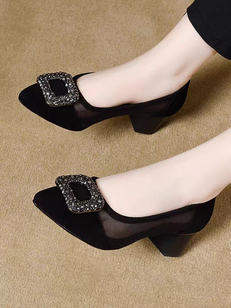 Elegant Pointed Toe Mesh Block - Women Shoes Model ulasan dan harga
