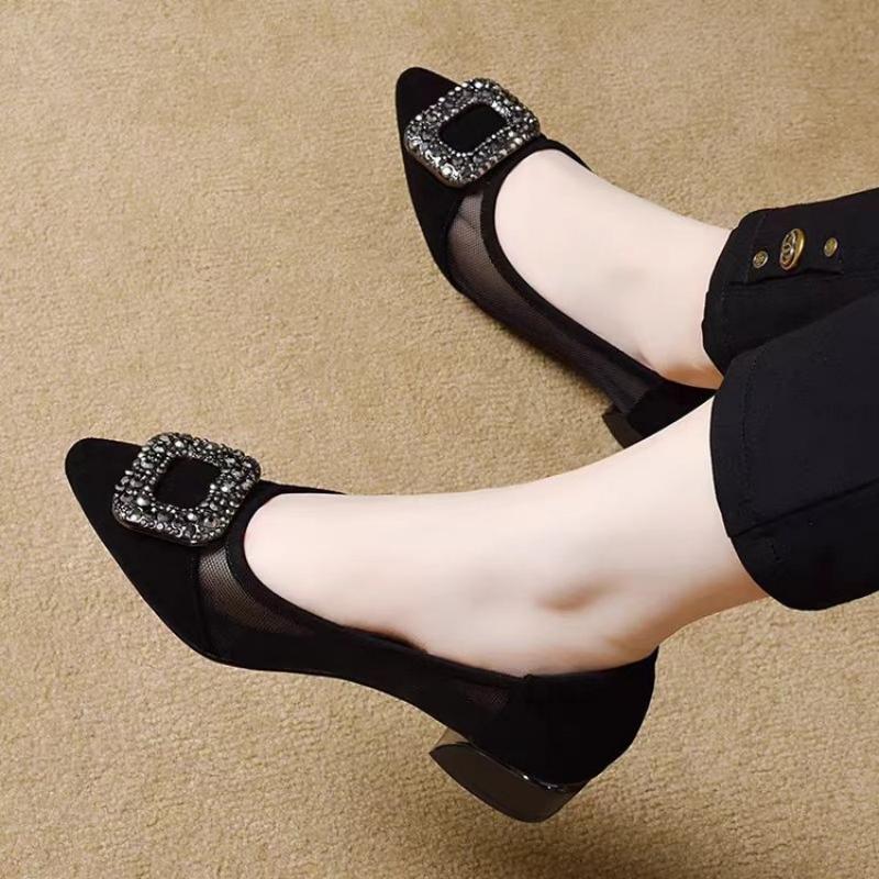 Elegant Pointed Toe Mesh Block - Women Shoes Model ulasan dan harga