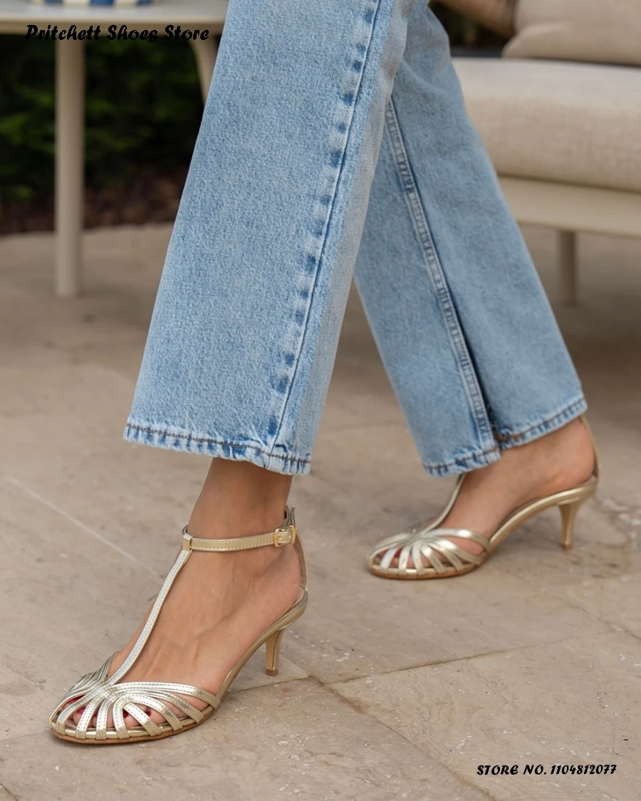 Women's Metallic T-strap Mid H - Metallic Heel Sandal ulasan dan harga